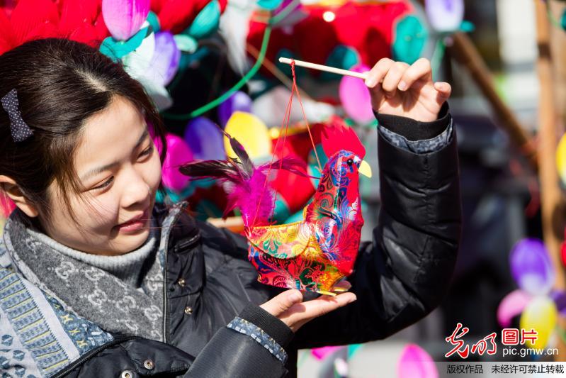 南京夫子庙灯市﹕鸡年鸡灯卖得俏(1)