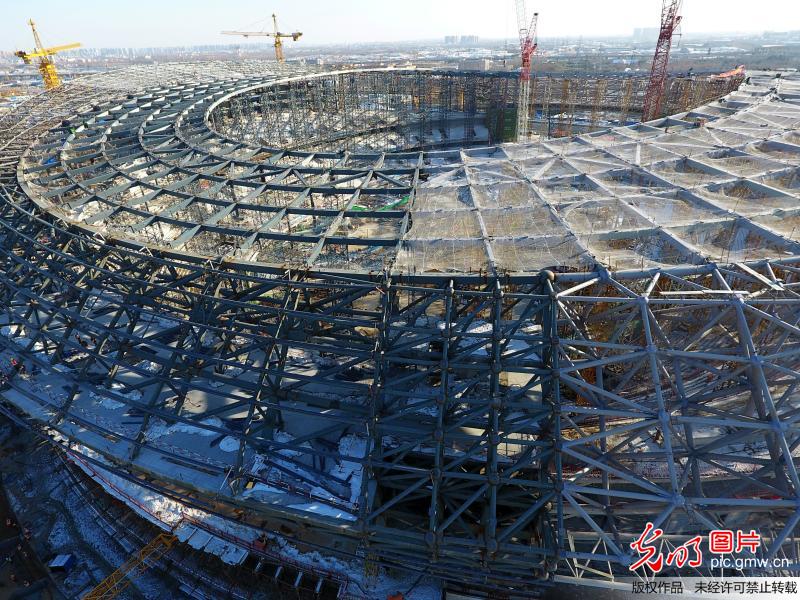 郑州版鸟巢主体完工 建成后可容纳6万观众