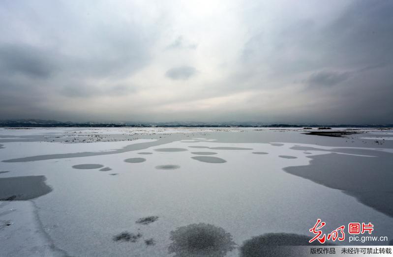 贵州草海结冰 湖面变“冰封世界”