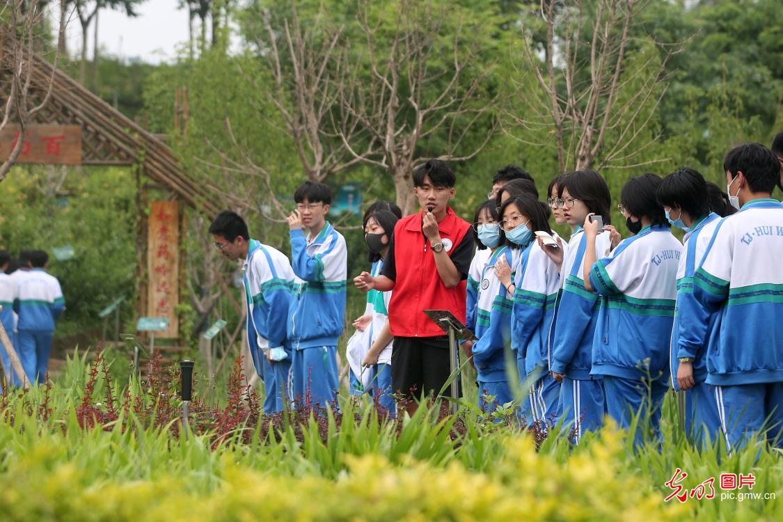 天津市汇文中学的中小学生走进天津中医药大学开展研学实践,探秘大学