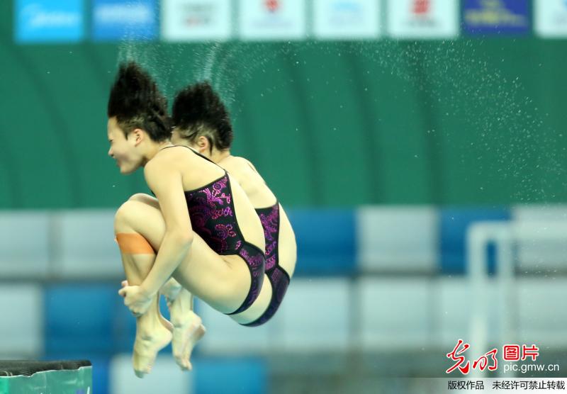 世界跳水系列赛张家齐 掌敏浩夺得女子双人10米跳