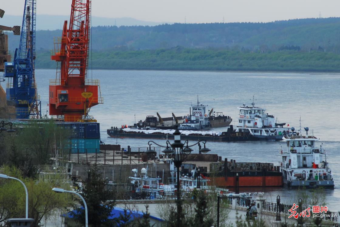 黑河港2019年明水期对俄货物运输开航