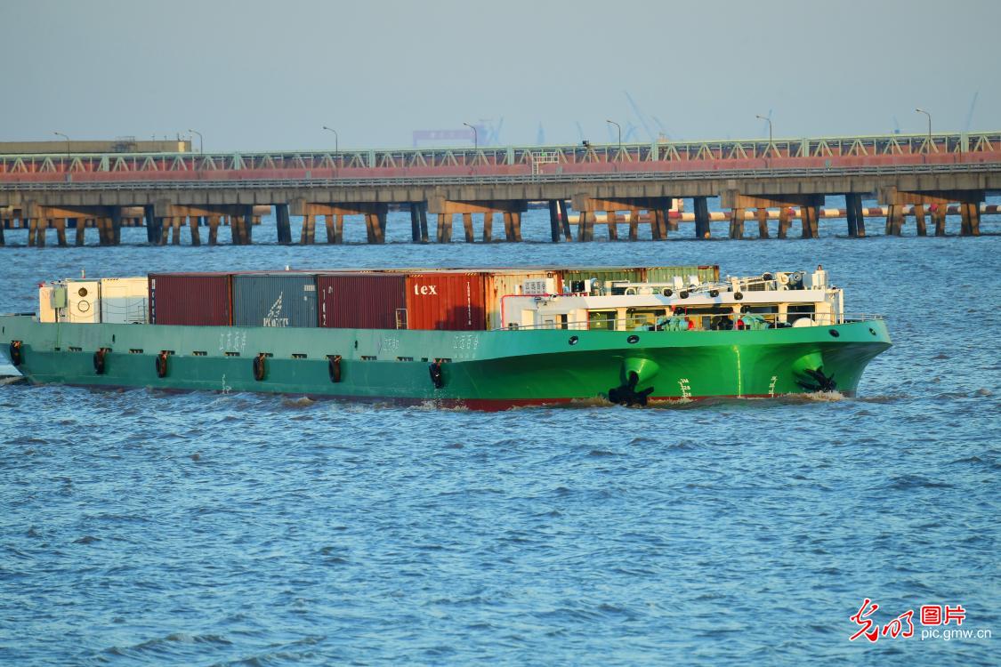 全国首艘120标箱纯电动内河集装箱船首航