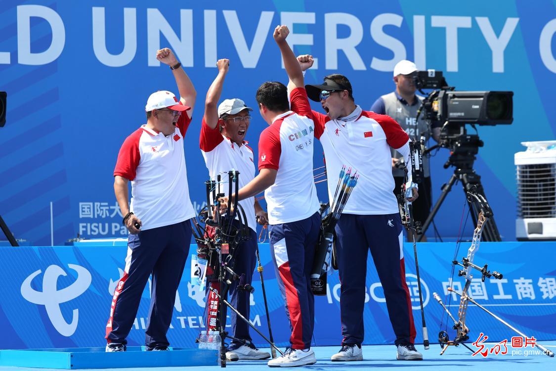 【大运风采】中国队获成都大运会射箭项目男子复合弓团体金牌