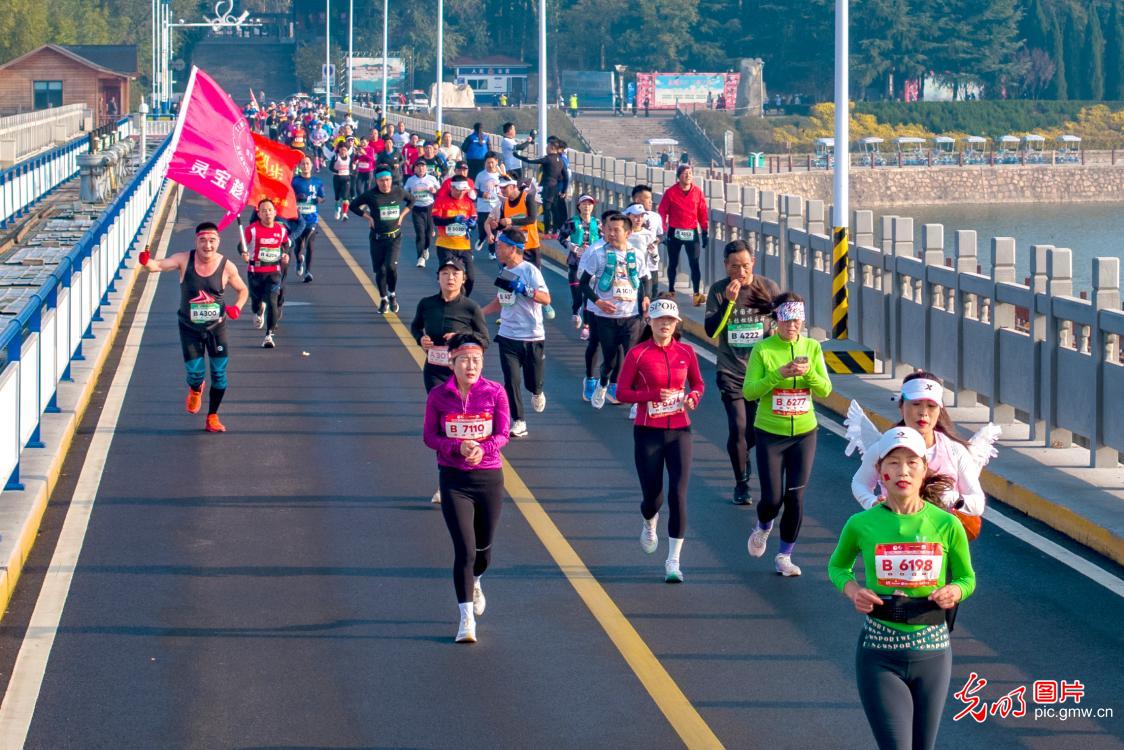 河南三门峡：“天鹅湖畔”激情上演马拉松赛事