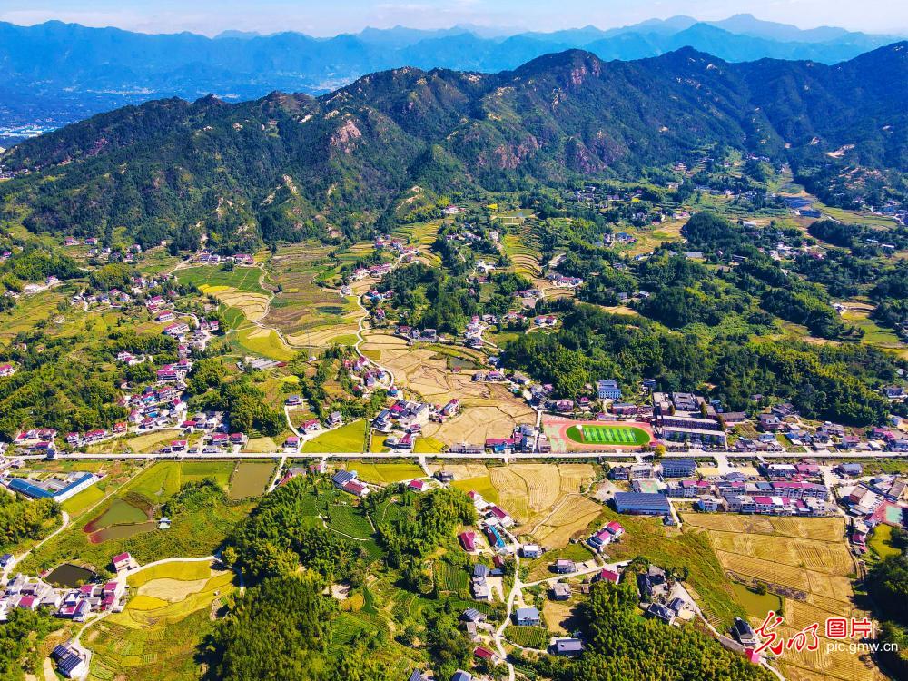 秋染大别山 乡村如画卷