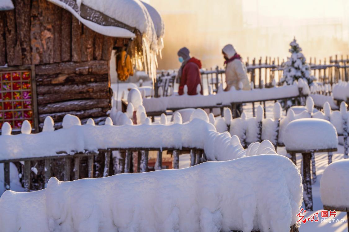 雪乡晨景如画