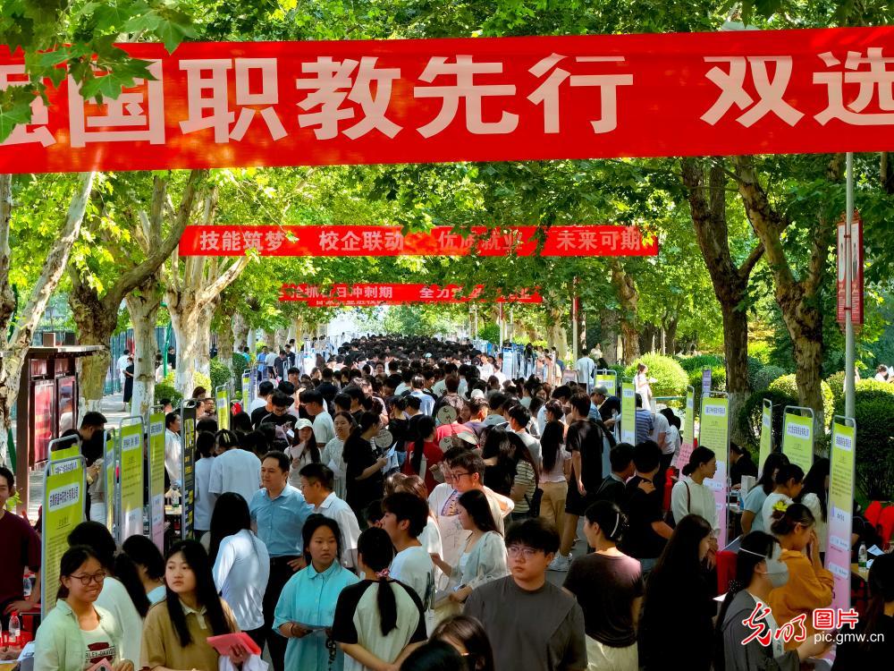 大学毕业生“校园双选会”上求职忙