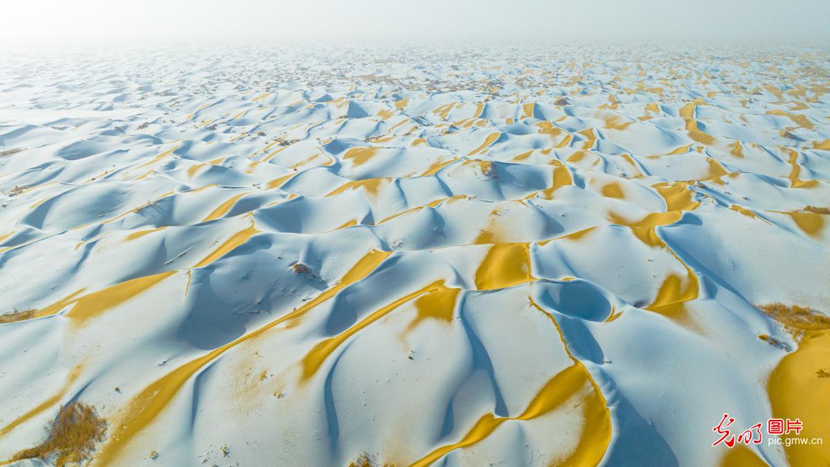 塔克拉玛干沙漠覆盖皑皑白雪