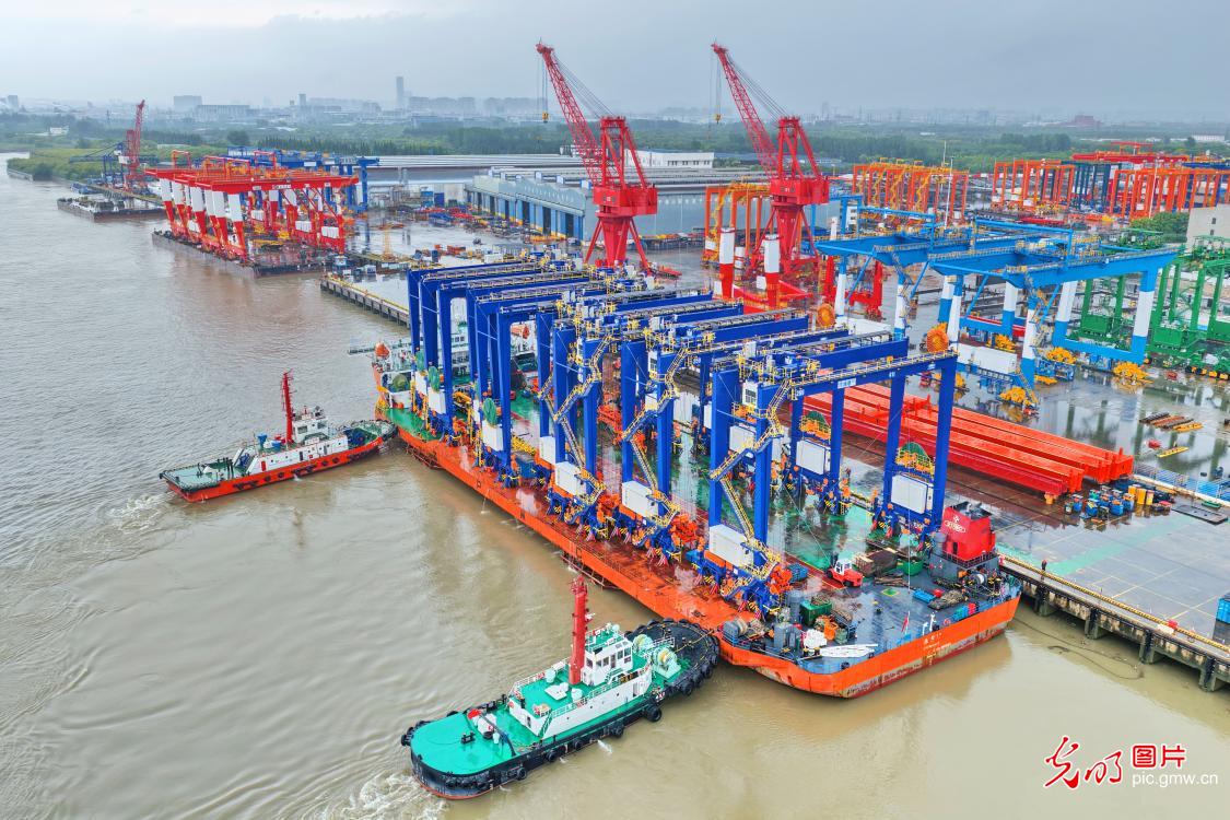 全套吊机交付洋浦 夯实自贸港航运根基 全套吊机交付洋浦 夯实自贸港航运根基