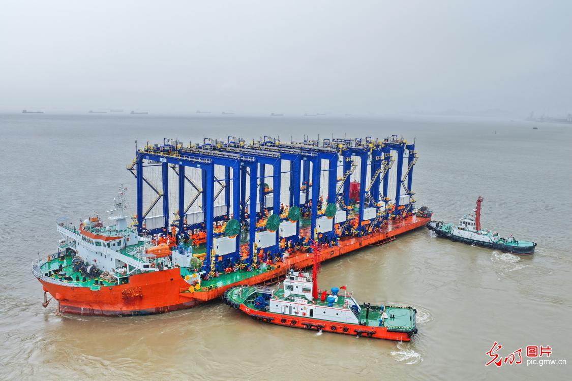 全套吊机交付洋浦 夯实自贸港航运根基 全套吊机交付洋浦 夯实自贸港航运根基